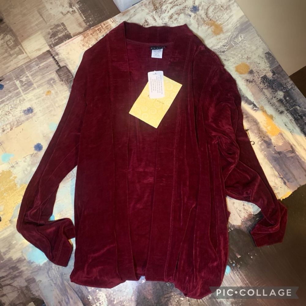 citiknits Open Cardigan Deep Red Size XS